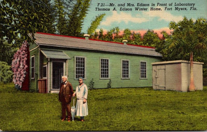 Florida Fort Myers Mr and Mrs Edison In Front Of Laboratory Edison Winter Hom...