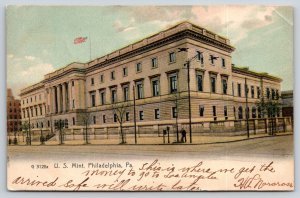 Philadelphia Pennsylvania~US Mint St View~Flag~Columns~Beaux-Arts~1907 Postcard