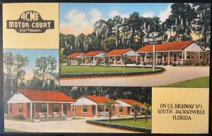 Vintage Postcard 1930-1945 Acme Motor Court, US Rt 1, So. Jacksonville, Florida