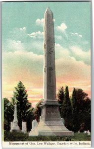 Monument of Gen. Lew Wallace Crawfordsville IN Vintage Postcard B06