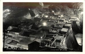 RPPC Postcard Shasta Dam Construction At Night Eastman B1382