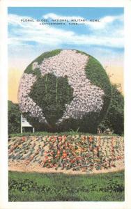 LEAVENWORTH, KS Kansas FLORAL WORLD GLOBE~National Military Home c1920s Postcard