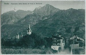 AOSTA province vintage postcard - road of GRAN SAN BERNARDO 1924-