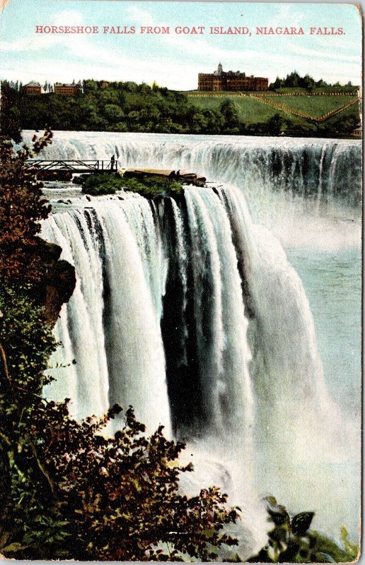 Horseshoe Falls Goat Island Niagara Falls Antique Postcard UNP DB Unused Germany 