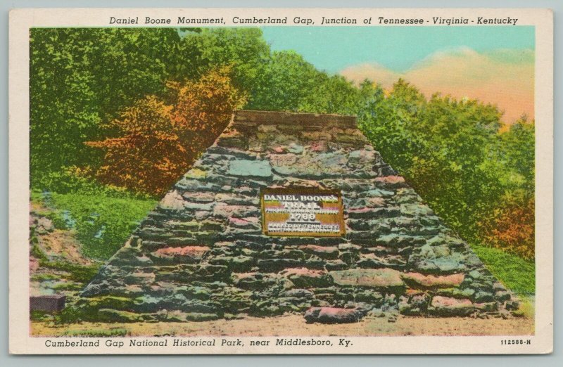 Virginia Kentucky~Daniel Boone Monument~Cumberland Gap~Vintage PC