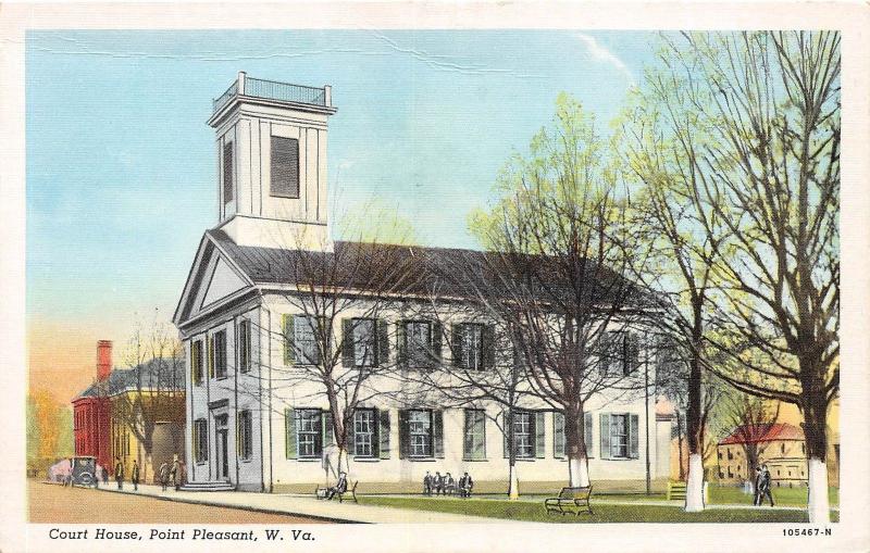 D96/ Point Pleasant West Virginia WV Postcard c1940s Court House Building