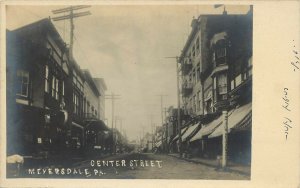Undivided Back RPPC Meyersdale PA Center Street Scene Somerset County Unposted