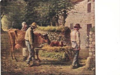 Unused Post Card, Art Institute of Chicago.  Bringing the Calf Home. Millet