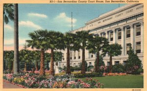 Vintage Postcard 1930's San Bernardino County Court House California CA