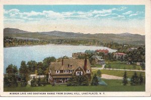 Postcard Mirror Lake and Southern Range from Signal Hill Lake Placid NY