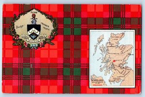 Scotland Postcard Map Showing Mcnabs Location Clan Macnab Logo c1910 Plaid