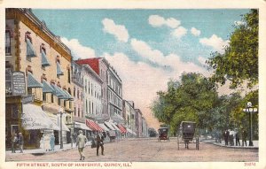 c.'18,White Border, Fifth Street, South of Hampshire, Quincy, IL, Old Post Card
