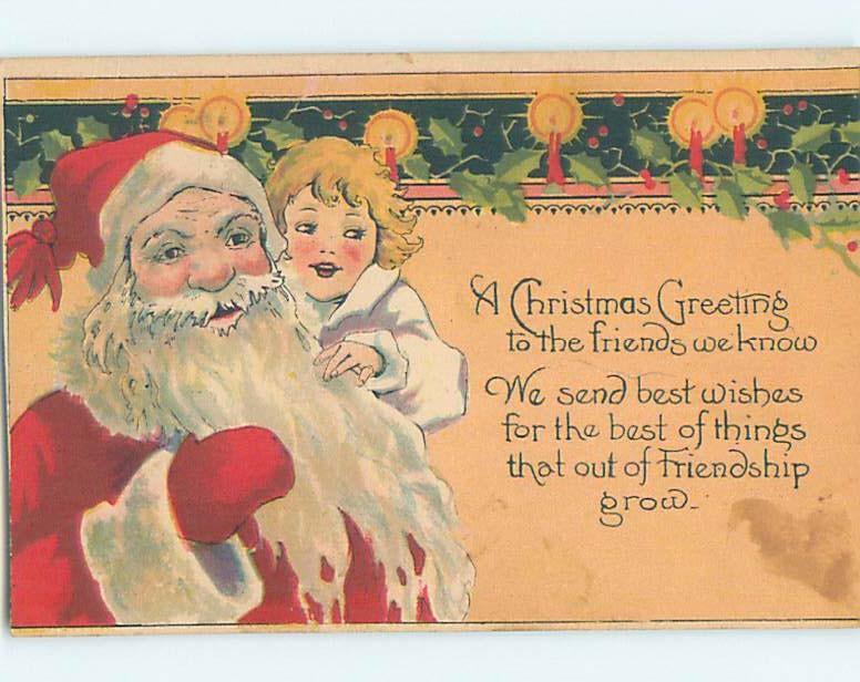 Pre-Linen christmas GIRL TOUCHES THE BEARD OF SANTA CLAUS hk9197