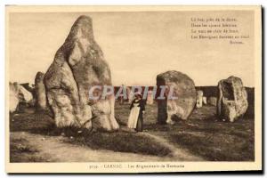 Old Postcard Dolmen Menhir Carnac alignments kermario