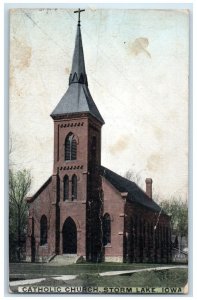 c1910's Catholic Church Exterior Roadside Storm Lake Iowa IA Unposted Postcard