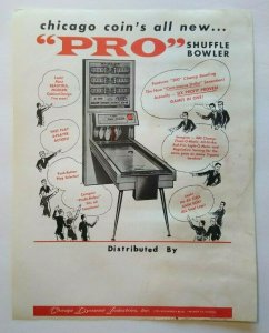 Pro Shuffle Alley Arcade Flyer Original Vintage Promo 8.5 x 11 Retro Game Art