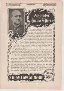 1895 Print Ad Chauncey Depew for Sprague Correspondence School of Law, Detroit