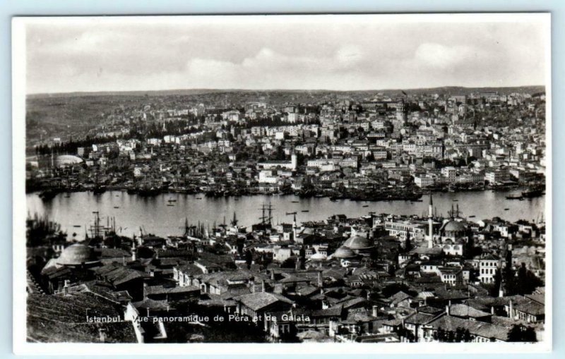 RPPC  ISTANBUL, TURKEY ~ Panorama PERA et de GALATA Real Photo Postcard