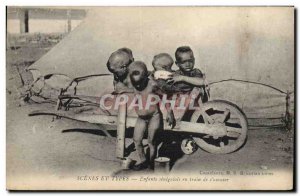 Postcard Old Wheelbarrow Folklore Children Senegalese being s & # 39amuser Se...