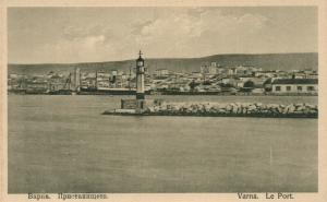 VARNA BULGARIA THE PORT ANTIQUE POSTCARD