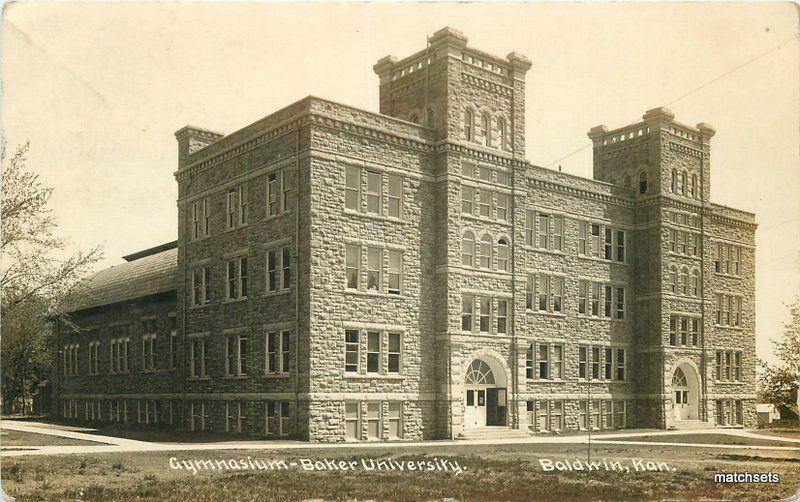 1912 Douglas County Gymnasium University Baker Kansas RPPC real photo 8342