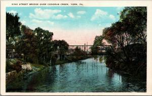 York Pennsylvania~King Street Through Truss Bridge Over Codorus Creek~1929 PC 