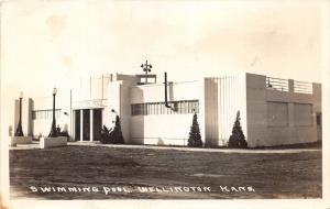 Wellington Kansas~Swimming Pool Building~Sumner County~1940s RPPC-Postcard