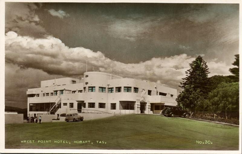 australia, HOBART, Tas., Wrest Point Hotel (1950s) Tinted RPPC