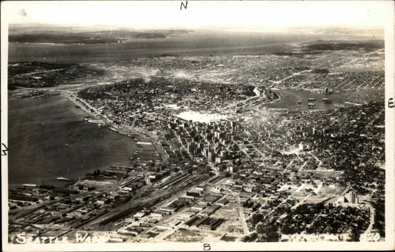 Seattle WA Birdseye View c1930 Real Photo Postcard