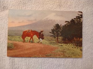 1907-15 Mount Fuji, Japan Horse Man Artistic Union DB Postcard