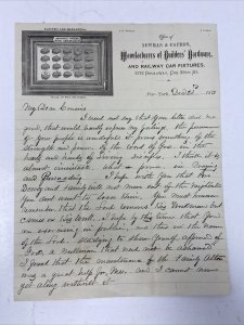 1873 Newman & Capron Railway Car Fixtures Letterhead Handwritten Personal Letter