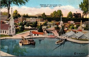 Vtg Traverse City Michigan MI Miniature City Clinch Park 1940s Linen Postcard