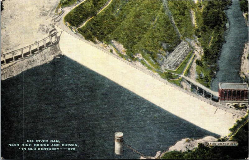 Vtg 1930s Dix River Dam Near High Bridge and Burgin Kentucky KY Unused Postcard