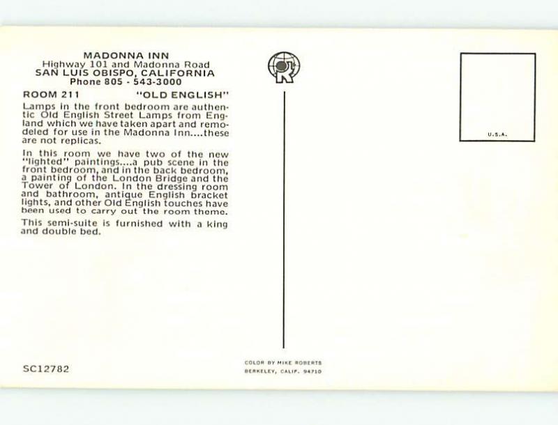 Unused Pre-1980 MADONNA INN MOTEL San Luis Obispo California CA s2196