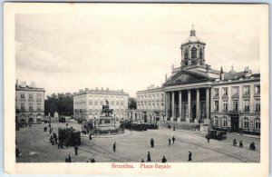 c1910s Brussels, Belgium Place Royale PC Godfrey Statue Trams Railway Cars A354