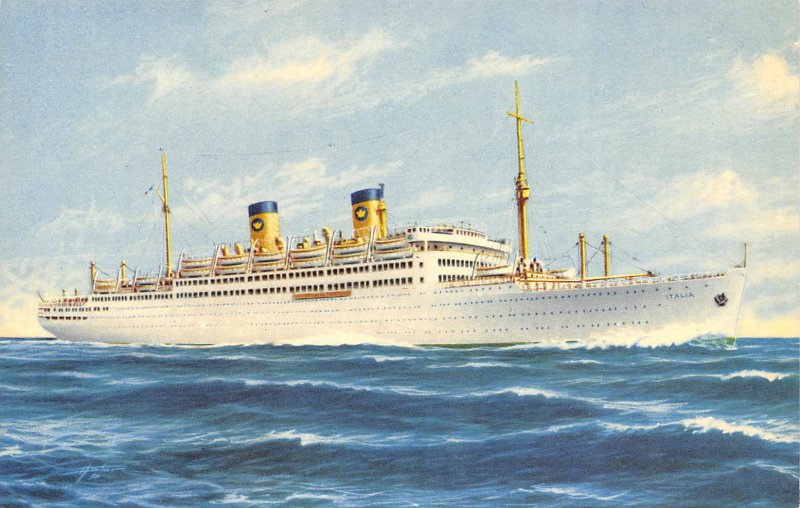 Italia Cruise Ship Liner Home Lines Italy 1950s postcard