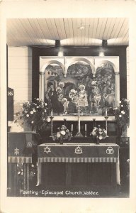 H59/ Valdez Alaska RPPC Postcard c1940s Painting Episcopal Church