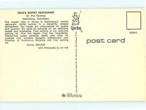 Vintage Post Card Ogles Buffet restaurant by Chamber of Commerce Gatl TN  # 4087