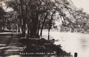 North Dakota Fargo Scene Along The Red River Real Photo