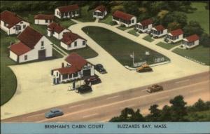 Buzzards Bay Cape Cod Brigham's Cabin Court NICE LINEN Postcard