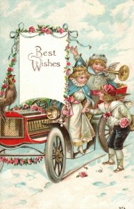 Vintage Postcard 1910's Best Wishes Greetings Card Beautiful Princess and Prince