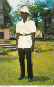 Policeman Wearing White Helmet and Jacket Nassau Bahamas