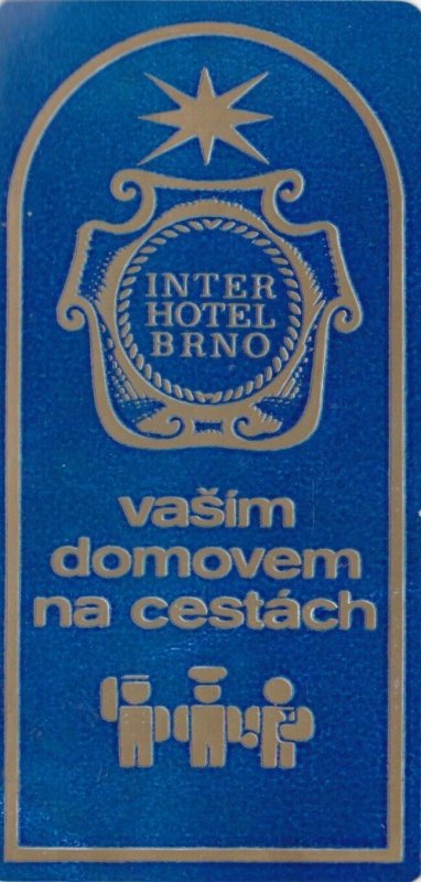 Czechoslovakia Brno InterHotel Vintage Luggage Label lbl0801