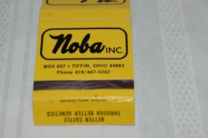 Noba Inc Tiffin Ohio Better Cattle through Better... 30 Strike Matchbook Cover