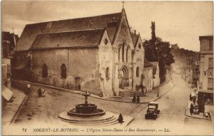CPA NOGENT-le-ROTROU-L'Église Notre Dame et Rue Gouverneur (28620)