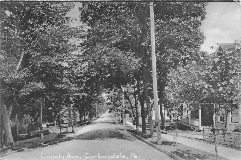 Carbondale Pennsylvania~Lincoln Ave~Houses~Horse Wagon by Street~1907 Rotograph