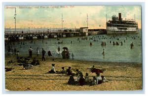 1915 Steamer Americana and Pier at Crystal Beach Ontario Canada Postcard