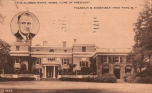 Vintage Postcard 1937 Summer White House Home Of Franklin Roosevelt Hyde Park NY
