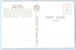 1941 Vermont State Bird Hermit Thrush Ken Haag Signed Artist Vintage Postcard