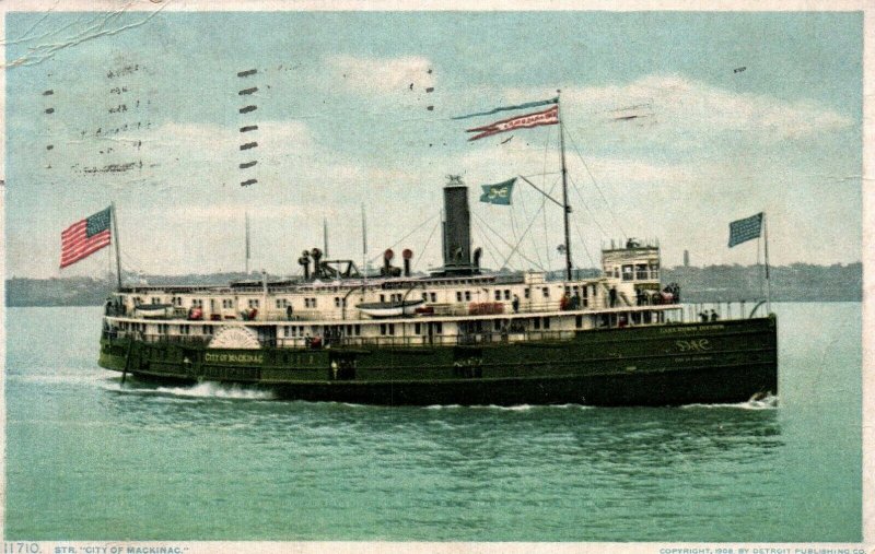 City Of Mackinac Steamer Ship Vintage Postcard